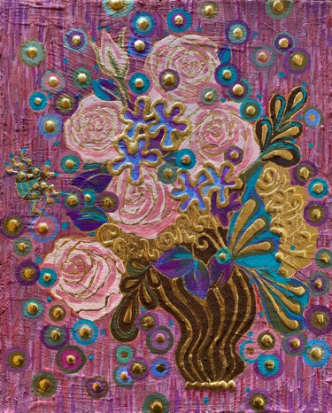 Painting titled "ROSES ROSES" by Chiori Ohnaka, Original Artwork, Pigments Mounted on Wood Panel