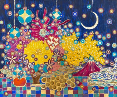 Malarstwo zatytułowany „SERENITY” autorstwa Chiori Ohnaka, Oryginalna praca, Akryl Zamontowany na Panel drewniany