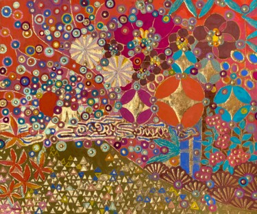 Malarstwo zatytułowany „Crépuscule” autorstwa Chiori Ohnaka, Oryginalna praca, Pigmenty Zamontowany na Panel drewniany