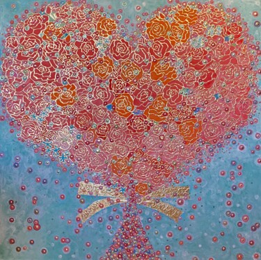 Painting titled "LOVE CONNECTION" by Chiori Ohnaka, Original Artwork, Pigments Mounted on artwork_cat.