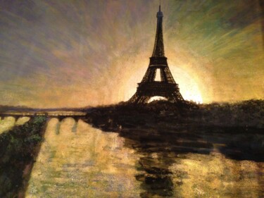 Ζωγραφική με τίτλο "Tour Eiffel à l'aube" από Chiori Ohnaka, Αυθεντικά έργα τέχνης, Ακρυλικό