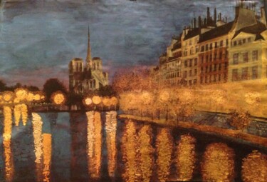 Ζωγραφική με τίτλο "Notre-Dame de Paris" από Chiori Ohnaka, Αυθεντικά έργα τέχνης, Ακρυλικό