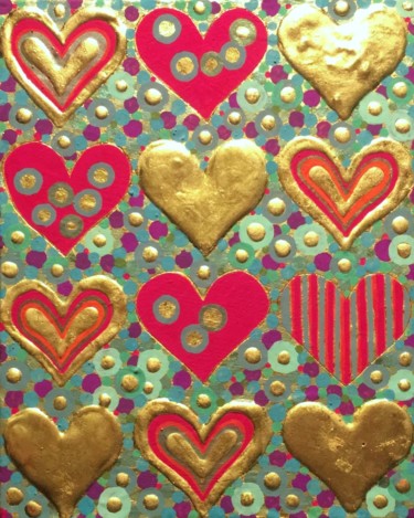 LOTS OF HEARTS Painting titled "LOTS OF HEARTS" by Chiori Ohnaka, Original Art, Acrylic