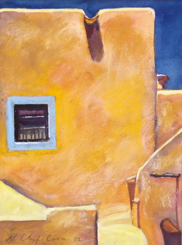 Pittura intitolato "Mur jaune" da Atelier   N N  : Original Art Prints By , Opera d'arte originale, Acquarello