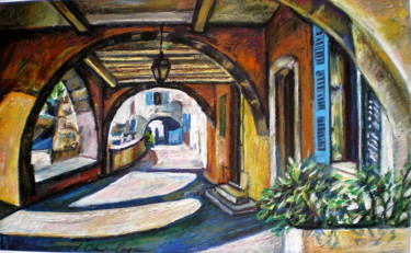 Pittura intitolato "Roquebrune village,…" da Atelier   N N  : Original Art Prints By , Opera d'arte originale, Acrilico