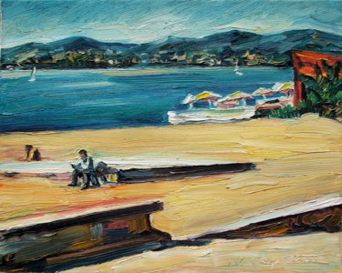 Peinture intitulée "Fréjus plage , l'ho…" par Atelier   N N  : Original Art Prints By , Œuvre d'art originale, Huile