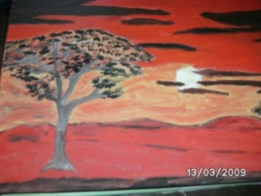 Peinture intitulée "nuit orangee" par Nathy, Œuvre d'art originale