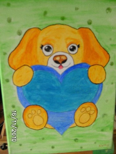 Painting titled "chiot" by Nathy, Original Artwork