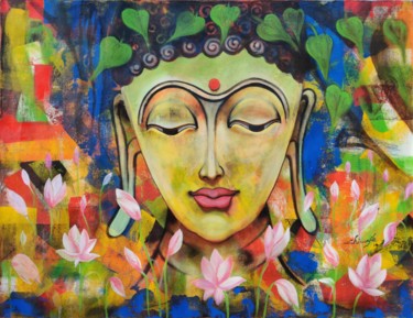 Painting titled "Buddha4" by Chiranjib Panda, Original Artwork, Acrylic