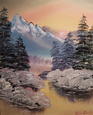 Pittura intitolato "Happy mountains" da Tania Chirila, Opera d'arte originale, Olio