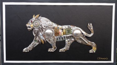 Escultura intitulada "leão" por Chirumpa, Obras de arte originais, Metais