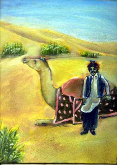 Painting titled "Camel in the desert" by Anita Sanyal, Original Artwork
