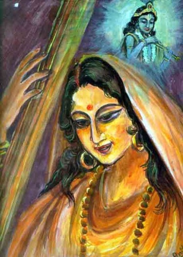 Painting titled "Meera Bai" by Anita Sanyal, Original Artwork