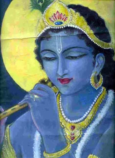 Painting titled "Lord Krishna" by Anita Sanyal, Original Artwork