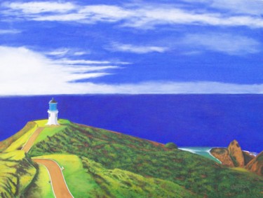 Painting titled "J13062 Cape Reinga…" by Chjapp, Original Artwork, Acrylic Mounted on Wood Stretcher frame