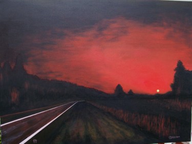 Peinture intitulée "J14065 Sunset on th…" par Chjapp, Œuvre d'art originale, Acrylique Monté sur Châssis en bois