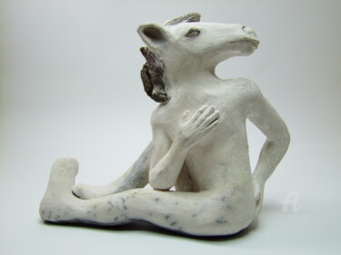 Sculpture titled "Cheval yogique" by Chloé Bercovici, Original Artwork, Ceramics