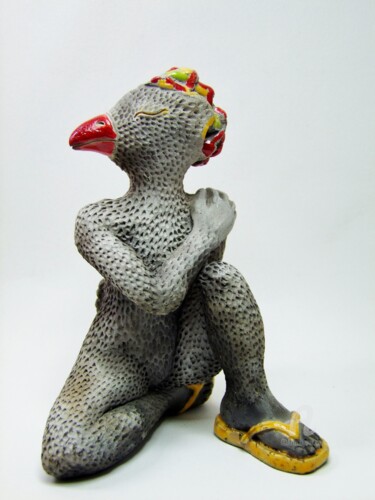 Скульптура под названием "huppe aux  tongs" - Chloé Bercovici, Подлинное произведение искусства, Керамика