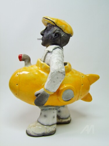Le poète au sous-marin Sculpture intitulée "Le poète au sous-ma…" par Chloé Bercovici, Œuvre d'art originale, Céramique