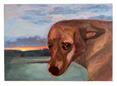 Картина под названием "Le chien le plus tr…" - Chloé Kaemmerer, Подлинное произведение искусства, Масло Установлен на Деревя…