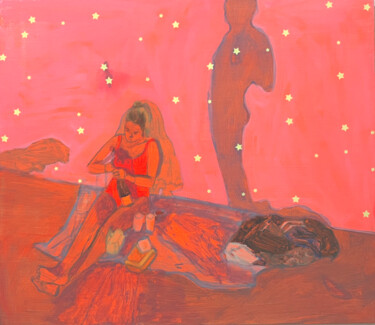 Pittura intitolato "Lua + Juliette" da Chloé Kaemmerer, Opera d'arte originale, Olio