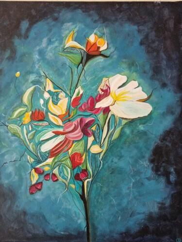 Painting titled "Flos florum" by Chloé R, Original Artwork, Oil Mounted on Wood Stretcher frame