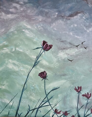 绘画 标题为“Fleurs dans la temp…” 由Chloé R, 原创艺术品, 油