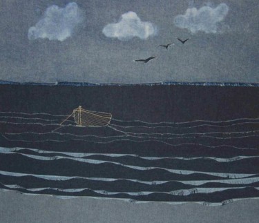 Painting titled "Denim Seascape" by Chloe Brooke, Original Artwork