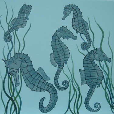Painting titled "Seahorses" by Chloe Brooke, Original Artwork