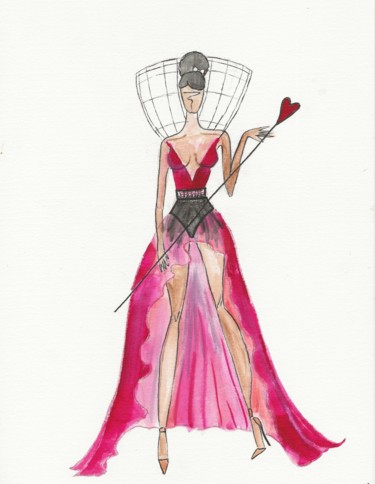 Painting titled "Haute-couture.jpg" by Chloé Michel, Original Artwork, Watercolor