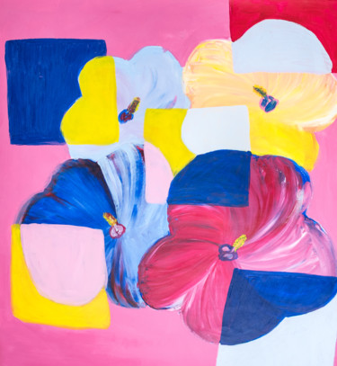 Pintura intitulada "Square Hibiscus Flo…" por Chloe Whitehouse, Obras de arte originais, Acrílico