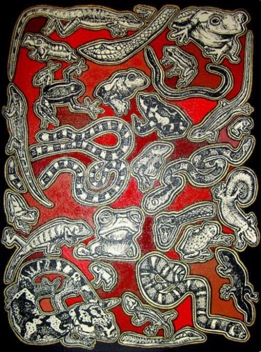 Painting titled "Reptiles ticos" by Chloe Yzoard, Original Artwork, Oil