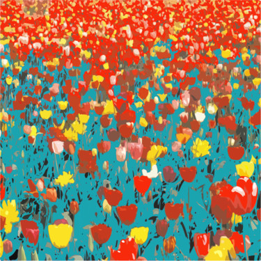 Arts numériques intitulée "champ de tulipes" par Christelle Lollier-Guillon, Œuvre d'art originale