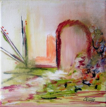 Painting titled "Au fond du jardin" by Christine Longo, Original Artwork