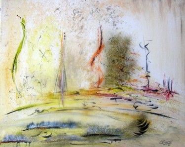 Painting titled "Mirage en plein dés…" by Christine Longo, Original Artwork, Acrylic