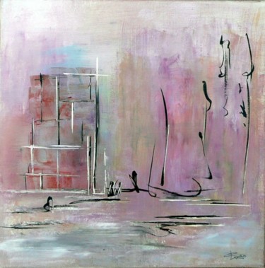 Painting titled "Ville légère" by Christine Longo, Original Artwork, Oil