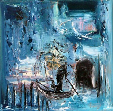 Painting titled "Venise" by Christine Longo, Original Artwork, Oil