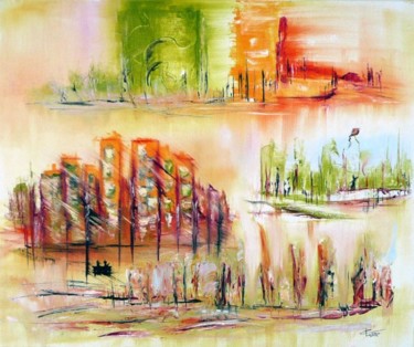 Peinture intitulée "De passage en ville" par Christine Longo, Œuvre d'art originale