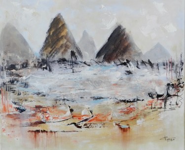Peinture intitulée "La baie d'Halong" par Christine Longo, Œuvre d'art originale, Huile