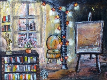 Painting titled "L'atelier" by Christine Longo, Original Artwork