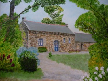 Peinture intitulée "maison bretonne aux…" par Choiseul, Œuvre d'art originale, Huile