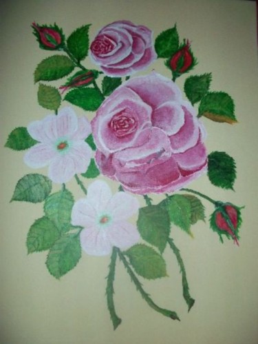 Peinture intitulée "roses" par Choiseul, Œuvre d'art originale, Acrylique