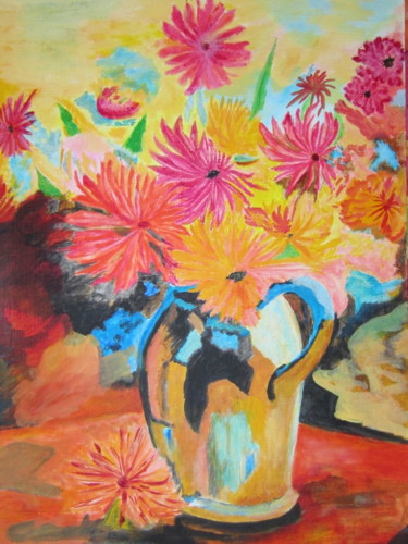 Peinture intitulée "pot de fleurs" par Choiseul, Œuvre d'art originale, Acrylique