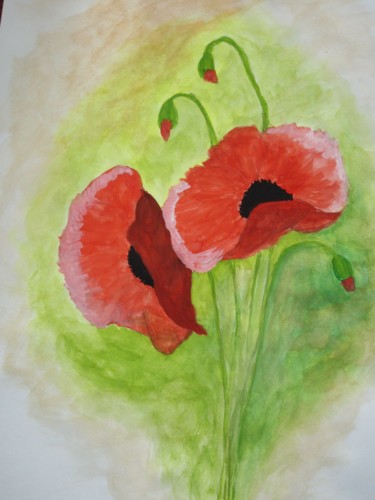 Painting titled "coquelicots" by Choiseul, Original Artwork, Oil