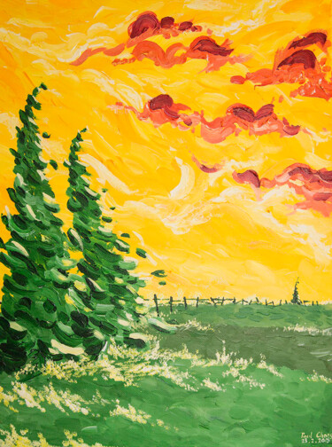 Картина под названием "Field of Grace" - Chong, Подлинное произведение искусства, Акрил Установлен на Деревянная рама для но…