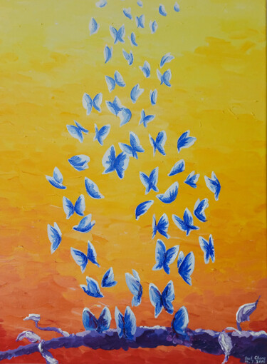 Painting titled "Renewal" by Chong, Original Artwork, Acrylic Mounted on Wood Stretcher frame