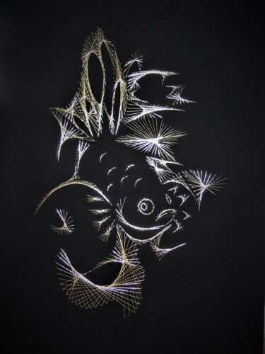 Textielkunst getiteld "fish" door Choumissa Vivien, Origineel Kunstwerk, String Art
