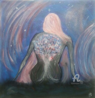 Painting titled "Nuit étoilée" by Babethm, Original Artwork, Acrylic