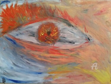 Painting titled "L'oeil de feu" by Babethm, Original Artwork, Acrylic