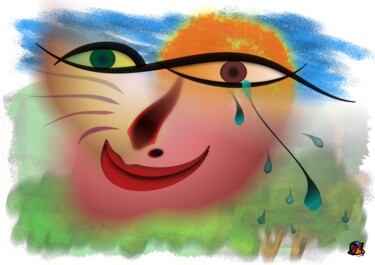 Digital Arts titled "Katvrouw" by Chris Van Moorsel, Original Artwork, Digital Painting